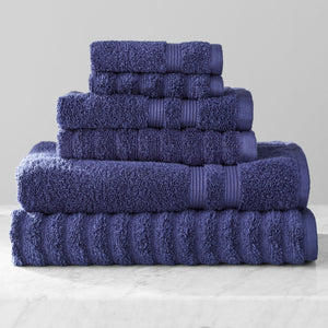 Performance Mix Textured 6-Piece Bath Towel Set - Navy Blue