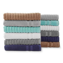 Load image into Gallery viewer, Performance Mix Textured 6-Piece Bath Towel Set - Navy Blue