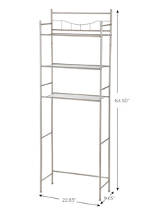 3-Shelf Bathroom over the Toilet Space Saver with Liner, Satin Nickel