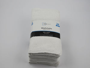 Cotton Washcloth Bundle Collection, 24 Pack, White