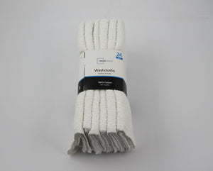 Cotton Washcloth Bundle Collection, 24 Pack, White