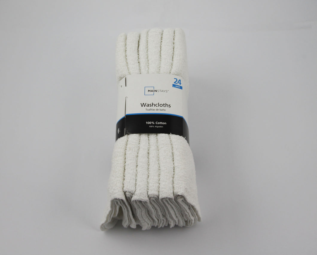 Cotton Washcloth Bundle Collection, 24 Pack, White